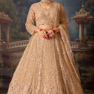 Golden Beads Embroidered Wedding Lehenga