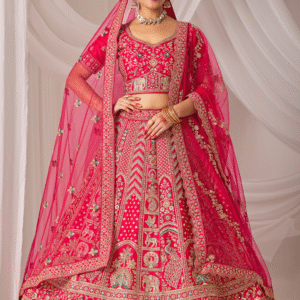 Royal Pink Embroidered Work Lehega For Wedding